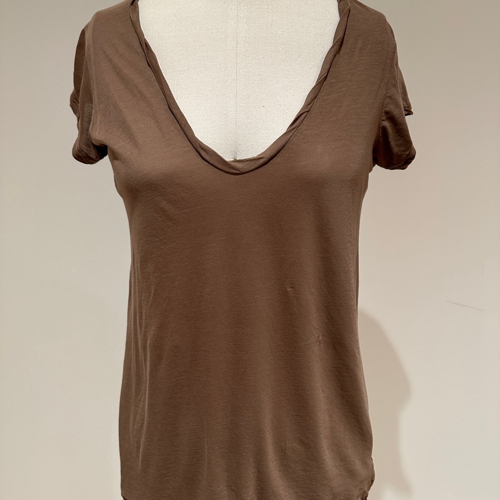 James Perse Chocolate Brown V-Neck Tee